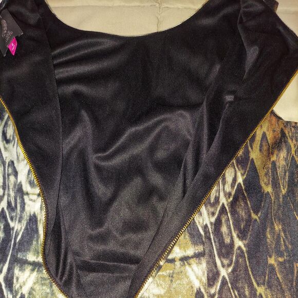 Vince-camuto Women's Grey and Brown Snakeskin Print Dress size 6 fully lined - Picture 5 of 7